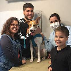 Família com seu cachorro